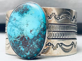 7 Inch Wrist Deep Blue Turquoise Native American Navajo Sterling Silver Bracelet-Nativo Arts