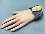 Massive Yellow Jasper Vintage Native American Navajo Sterling Silver Bracelet-Nativo Arts