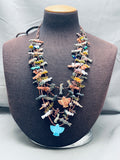 One Of The Coolest Vintage Native American Zuni Turquoise Fetish Sterling Silver Necklace-Nativo Arts
