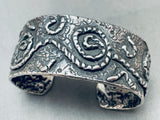 Heavy Vintage Native American Navajo Twirled Rope Sterling Silver Bracelet Cuff