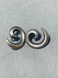 Interesting Vintage Native American Navajo Sterling Silver Swirl Earrings-Nativo Arts