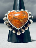 Charming Vintage Native American Navajo Spiny Heart Sterling Silver Large Ring-Nativo Arts