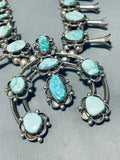 Gorgy 182 Grams Vintage Native American Navajo Turquoise Sterling Silver Squash Blossom Necklace-Nativo Arts