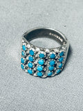 Native American Marvelous Vintage Zuni 20 Blue Gem Turquoise Sterling Silver Ring-Nativo Arts