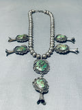 Particularly Rare Vintage Native American Navajo Damale Turquoise Sterling Silver Necklace-Nativo Arts