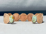 Unrivaled Native American Navajo Pilot Mountain Turquoise Indian Head Penny Bracelet-Nativo Arts