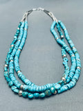 Dropdead Gorgeous Vintage Native American Navajo Deep Blue Turquoise Sterling Silver Necklace-Nativo Arts