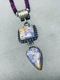 Phosphosiderite!! Rare Vintage Native American Navajo Sterling Silver Necklace-Nativo Arts