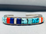 Important Whitethorne Vintage Navajo Turquoise Inlay Sterling Silver Bracelet-Nativo Arts