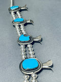 Gasp! 158 Grams Native American Navajo Turquoise Sterling Silver Squash Blossom Necklace-Nativo Arts