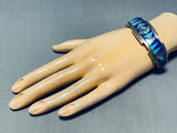 6.5 Inch Wrist Larry Martinez Vintage Native American Navajo Turquoise Sterling Silver Bracelet-Nativo Arts