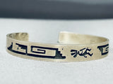Kokopelli Dancer Vintage Navajo Sterling Silver Geomtric Bracelet-Nativo Arts