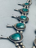 231 Grams Vintage Native American Navajo Chunk Turquoise Sterling Silver Squash Blossom Necklace-Nativo Arts