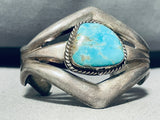 68 Grams Hefty Vintage Native American Navajo Turquoise Sterling Silver Diamond Bracelet-Nativo Arts