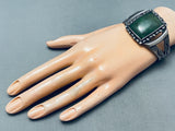 One Of The Best Vintage Native American Navajo Green Jasper Sterling Silver Bracelet-Nativo Arts