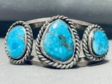 Sensational Vintage Native American Navajo Morenci Turquoise Sterling Silver Bracelet-Nativo Arts