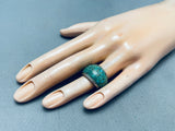 Randy Hoskie Wrap Around Green Turquoise Inlay Sterling Silver Ring-Nativo Arts