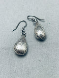 Marvelous Vintage Native American Navajo Sterling Silver Hammered Teardrop Earrings-Nativo Arts
