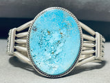 Majestic Vintage Signed Native American Navajo Blue Diamond Turquoise Sterling Silver Bracelet-Nativo Arts