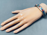 6 Inch Wrist Vintage Native American Navajo Turquoise Inlay Sterling Silver Bracelet-Nativo Arts