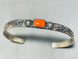 Superior Vintage Native American Navajo Al Jake Sterling Silver Coral Bracelet-Nativo Arts