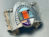 One Of The Finest Vintage Native American Navajo Turquoise Inlay Sterling Silver Bracelet-Nativo Arts
