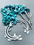 333 Gram Navajo Turquoise Butterfly Sterling Silver Squash Blossom Necklace-Nativo Arts