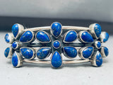 Splendid Vintage Native American Navajo Lapis Florals Sterling Silver Bracelet-Nativo Arts