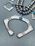 One Of The Best Vintage Native American Navajo Turquoise Sterling Silver Squash Blossom Necklace-Nativo Arts