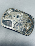 First Rate Vintage Native American Hopi Signed Massive Sterling Silver Buckle-Nativo Arts