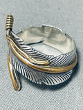 Eye Catching Vintage Native American Navajo Sterling Silver Feather Ring-Nativo Arts