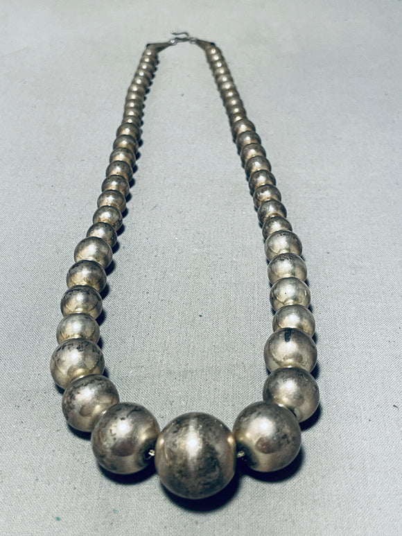 Amazing Vintage Native American Navajo Graduated Sterling Silver Ball Necklace-Nativo Arts