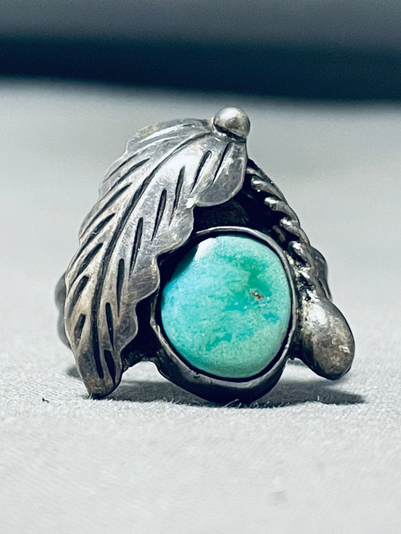 Superior Vintage Native American Navajo Carico Lake Turquoise Sterling Silver Ring-Nativo Arts