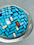 Native American Exceptional Vintage Santo Domingo Turquoise Sterling Silver Dome Pin-Nativo Arts