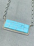 Gorgeous Native American Zuni Blue Gem Turquoise Sterling Silver Necklace-Nativo Arts