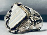 Signed Vintage Jemez Mother Of Pearl Sterling Silver Bracelet-Nativo Arts