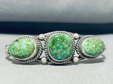 Fantastic Vintage Native American Navajo Carico Lake Turquoise Sterling Silver Bracelet Signed-Nativo Arts