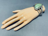 Incredible Vintage Native American Navajo Green Turquoise Sterling Silver Bracelet Cuff-Nativo Arts
