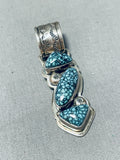 Rare Vintage Native American Navajo Lander Blue Turquoise Sterling Silver Pendant-Nativo Arts