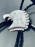 Important Hand-carved Vintage Native American Zuni Eagle Sterling Silver Bow Tie