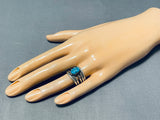 Beautiful Vintage Native American Navajo Morenci Turquoise Sterling Silver 5 Rail Ring-Nativo Arts