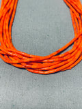 Fab!! Native American Navajo Coral Sterling Silver Necklace!-Nativo Arts