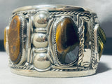 The Best Vintage Heavy Tigers Eye Native American Navajo Sterling Silver Bracelet-Nativo Arts