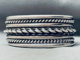 Coiled Sturdy Vintage Native American Navajo Sterling Silver Bracelet Cuff Old-Nativo Arts