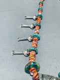 Gasp! Native American Navajo Turquoise Sterling Silver Spiny Oyster Squash Blossom Necklace-Nativo Arts