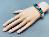 Detailed Vintage Native American Navajo 6.5 Inch Wrist Sterling Silver Inlay Bracelet-Nativo Arts