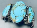 One Of The Largest Vintage Native American Navajo #8 Turquoise Row Sterling Silver Bracelet-Nativo Arts