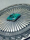 Spectacular Vintage Native American Navajo Green Spiderweb Turquoise Sterling Silver Buckle-Nativo Arts