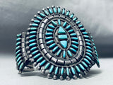 Silver Bridges Vintage Native American Navajo Needle Turquoise Sterling Silver Bracelet-Nativo Arts
