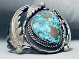 Huge Museum Quality Vintage Native American Navajo Morenci Turquoise Sterling Silver Bracelet
